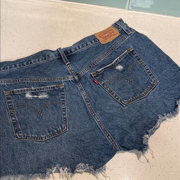 Distressed Denim Levi 501  Women Shorts - Picture 2 of 5